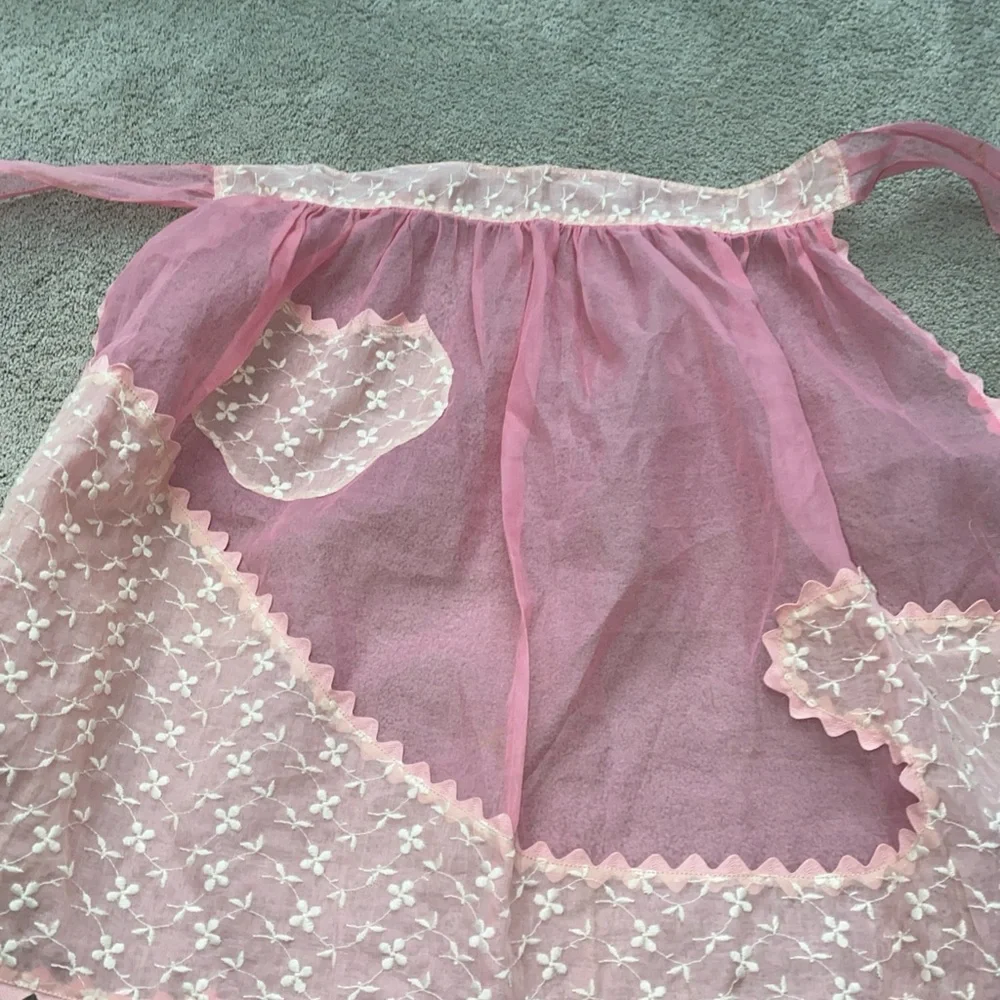 Vintage‎ Organza Pink Women’s Half Waist Kitchen Apron